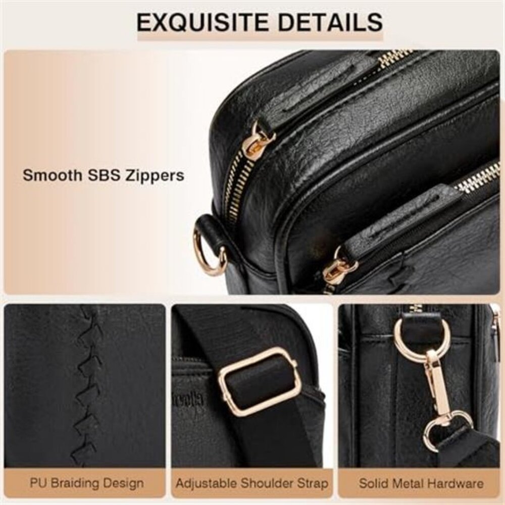 Crossbody Bags Women Soft Vegan Leather Shoulder Handbags 9 x 2.76 x 6.5 inches - Picture 6 of 6